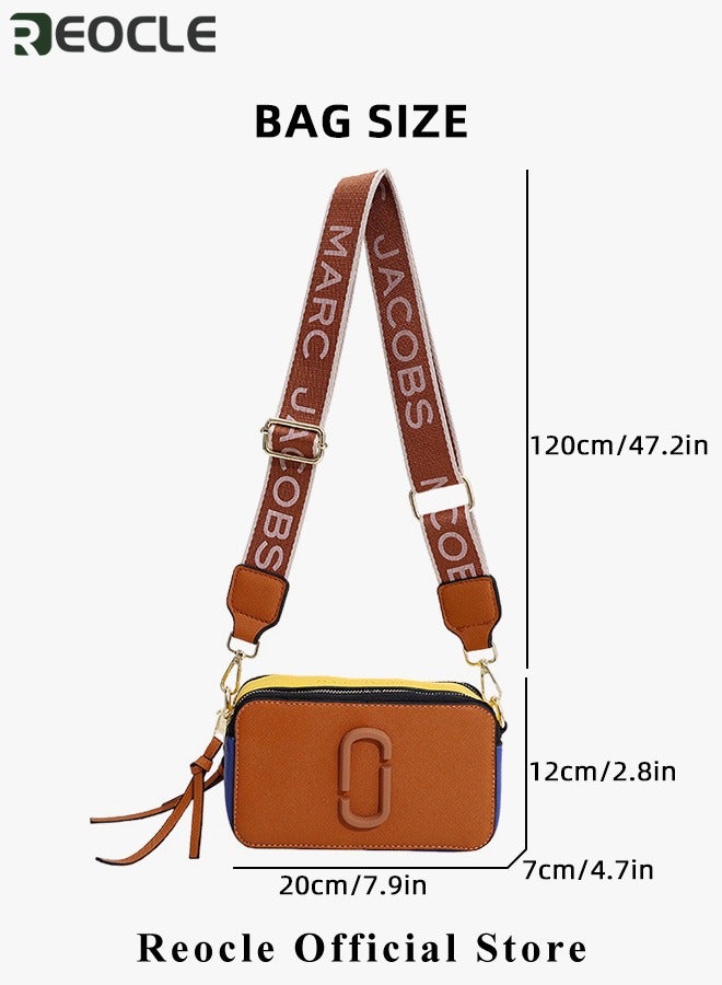 Women's Crossbody Bag Shoulder Bag with Adjustable Wide Strap Square Camera Crossbody Purse HandBag Simple Trendy Small Shoulder Bag