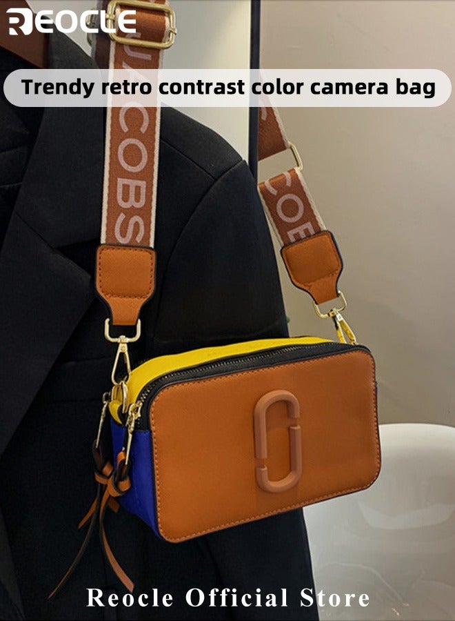 Women's Crossbody Bag Shoulder Bag with Adjustable Wide Strap Square Camera Crossbody Purse HandBag Simple Trendy Small Shoulder Bag