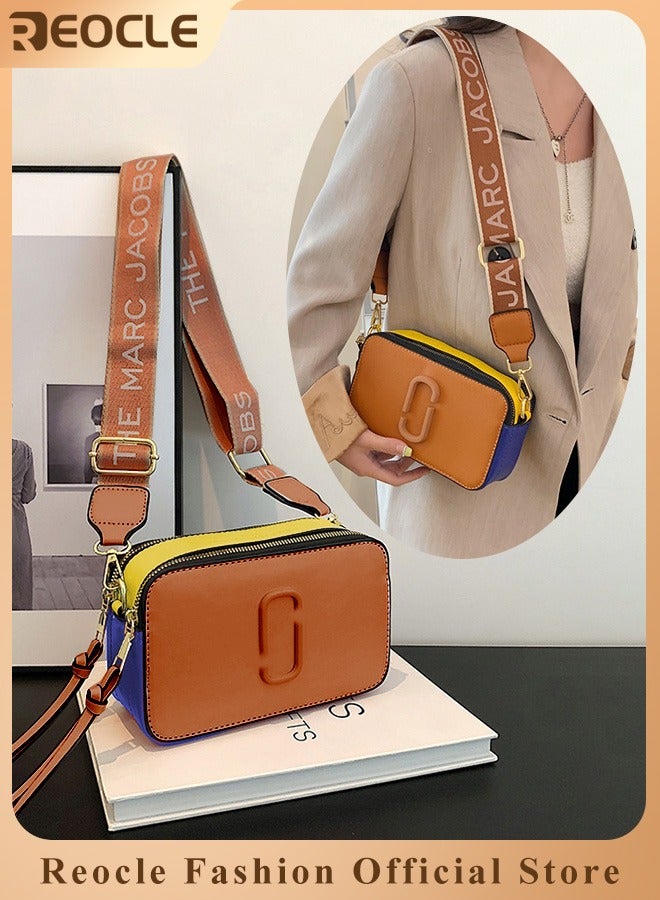 Women's Crossbody Bag Shoulder Bag with Adjustable Wide Strap Square Camera Crossbody Purse HandBag Simple Trendy Small Shoulder Bag