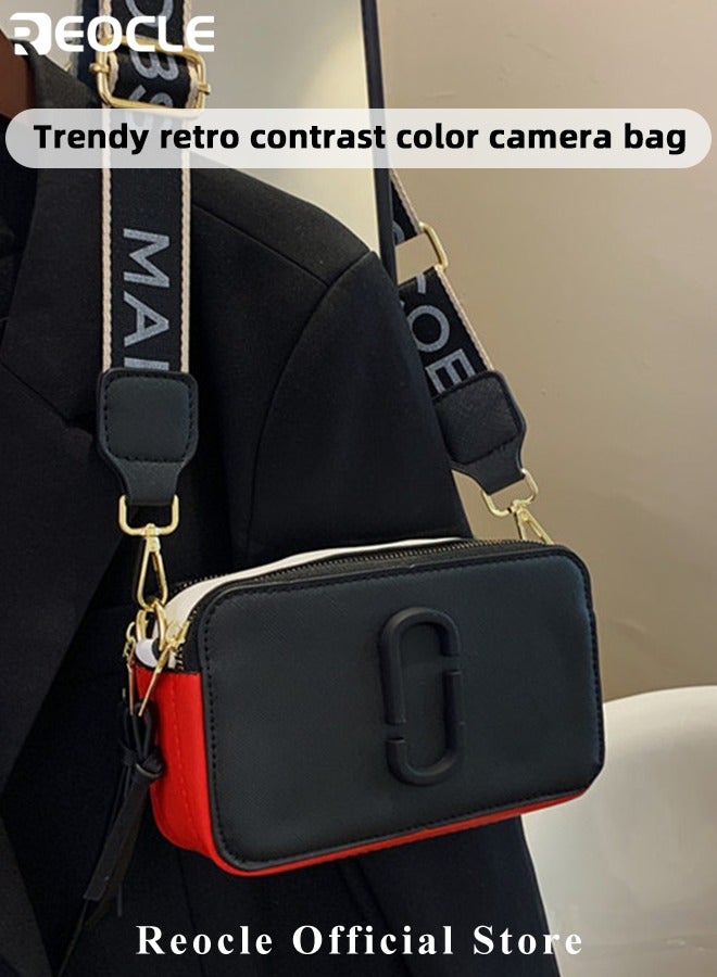 Women's Crossbody Bag Shoulder Bag with Adjustable Wide Strap Square Camera Crossbody Purse HandBag Simple Trendy Small Shoulder Bag