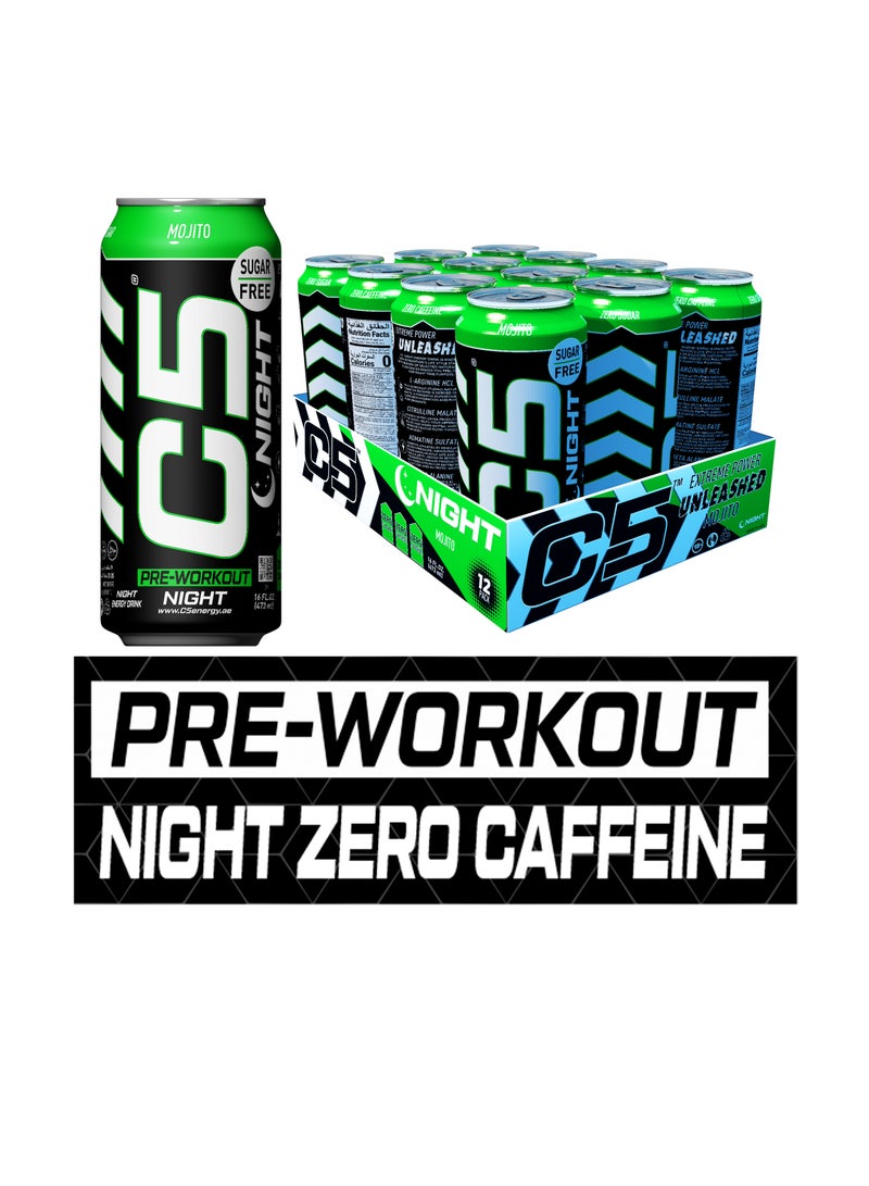 C5 Night Mojito Pre-Workout Caffeine Free (Full Box 12 cans)