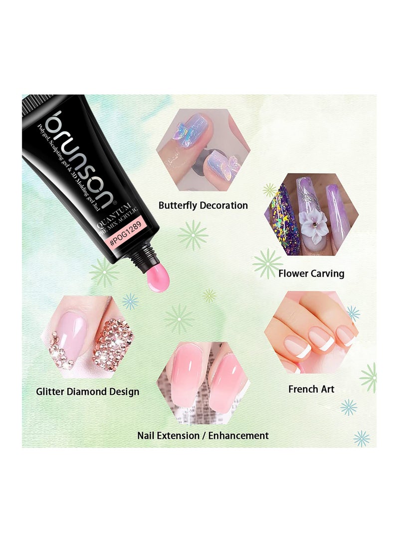 Quantum 3In1 Polygel: 60g Pre-Mix Acrylic Poly gel with Sculpting & 3D Molding, Soak-Off Gel for Nail Extensions, Durable Acrylic Nail & Builder Gel Nails, Hard Gel for Nail Extension, Manicure Nails