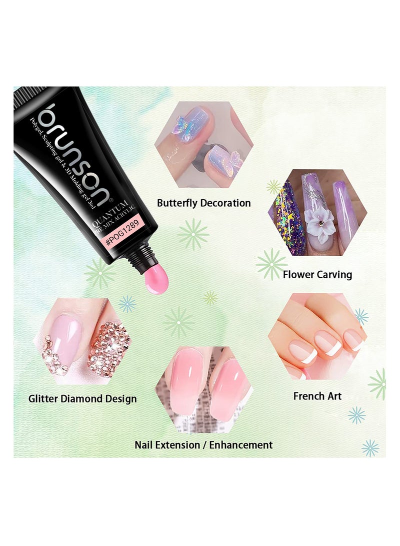 Quantum 3In1 Polygel: 60g Pre-Mix Acrylic Poly gel with Sculpting & 3D Molding, Soak-Off Gel for Nail Extensions, Durable Acrylic Nail & Builder Gel Nails, Hard Gel for Nail Extension, Manicure Nails