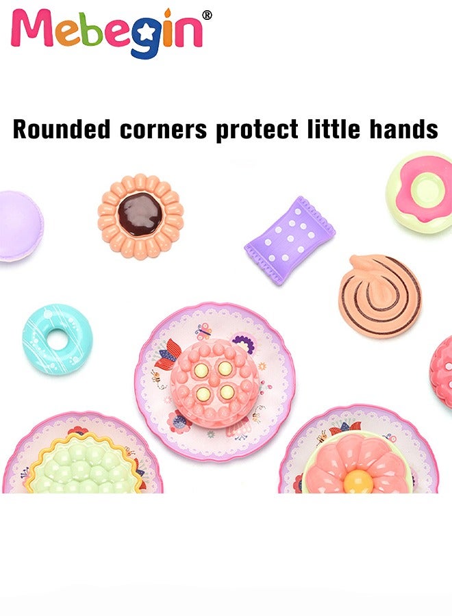 Tea Set for Little Girls, Birthday Gift for Age 3+ Years Old, Toddler Toys Tea Party Set for Little Girls, Princess Kids Kitchen Pretend Toy with Tin Tea Set, Desserts & Carrying Case