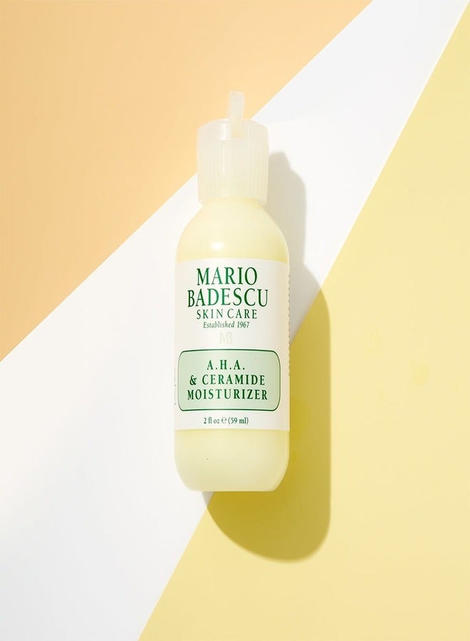 Mario Badescu A.H.A. & Ceramide Face Moisturizer for Women and Men, Ideal Facial Moisturizer for Combination or Oily Skin, Lightweight and Non-greasy Nighttime Moisturizer Face Cream, 2 Fl Oz