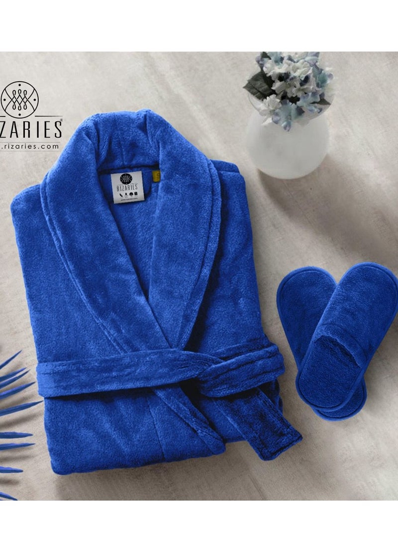 Luxury Couple Bathroom Set - 2 Bathrobes with Slippers and 2 Towel Sets - Unisex