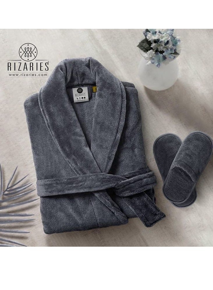 Luxury Couple Bathroom Set - 2 Bathrobes with Slippers and 2 Towel Sets - Unisex