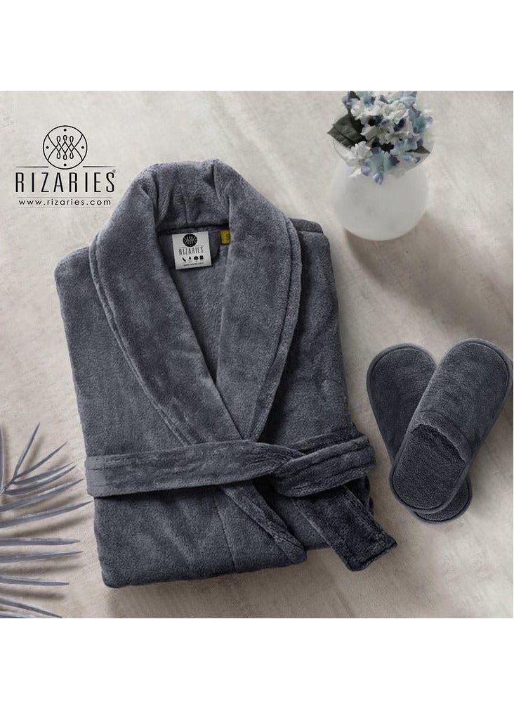 Luxury Couple Bathroom Set - 2 Bathrobes with Slippers and 2 Towel Sets - Unisex