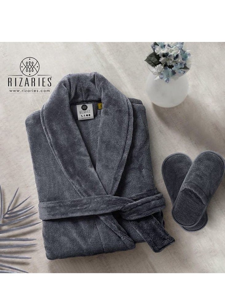 Luxury Couple Bathroom Set - 2 Bathrobes with Slippers and 2 Towel Sets - Unisex