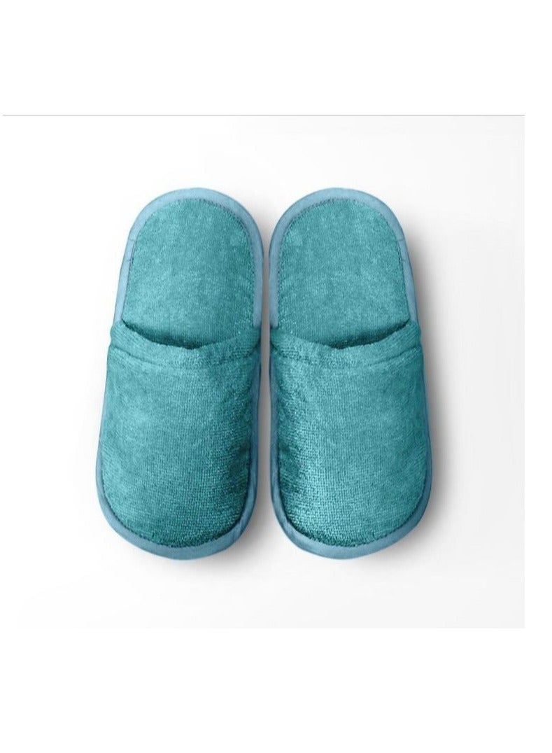 Couple Bathrobe Set Teal & Grey 2 Velour Bathrobe, 2 Velour Slippers - Unisex