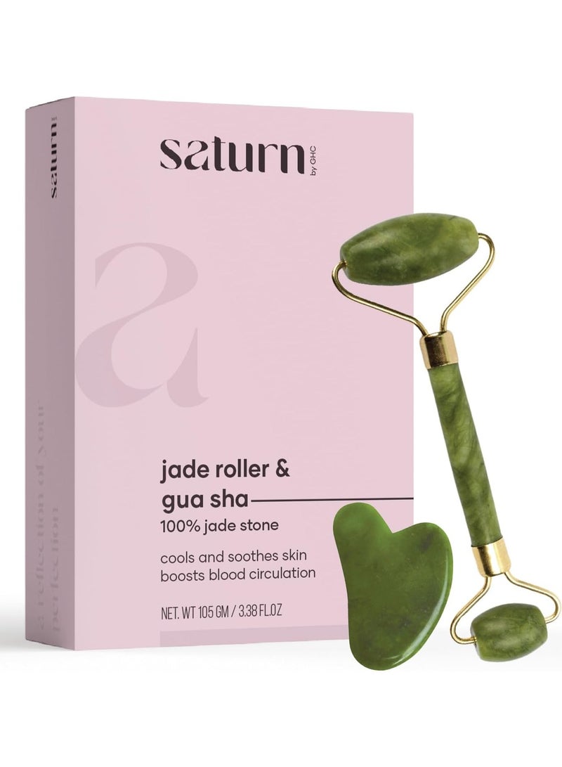 Saturn by GHC Facial Massager Jade Roller & Gua Sha Tool + Collagen Powder