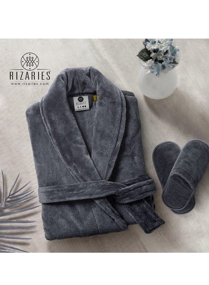 Luxury Couple Bathroom Set - 2 Bathrobes with Slippers and 2 Towel Sets - Unisex