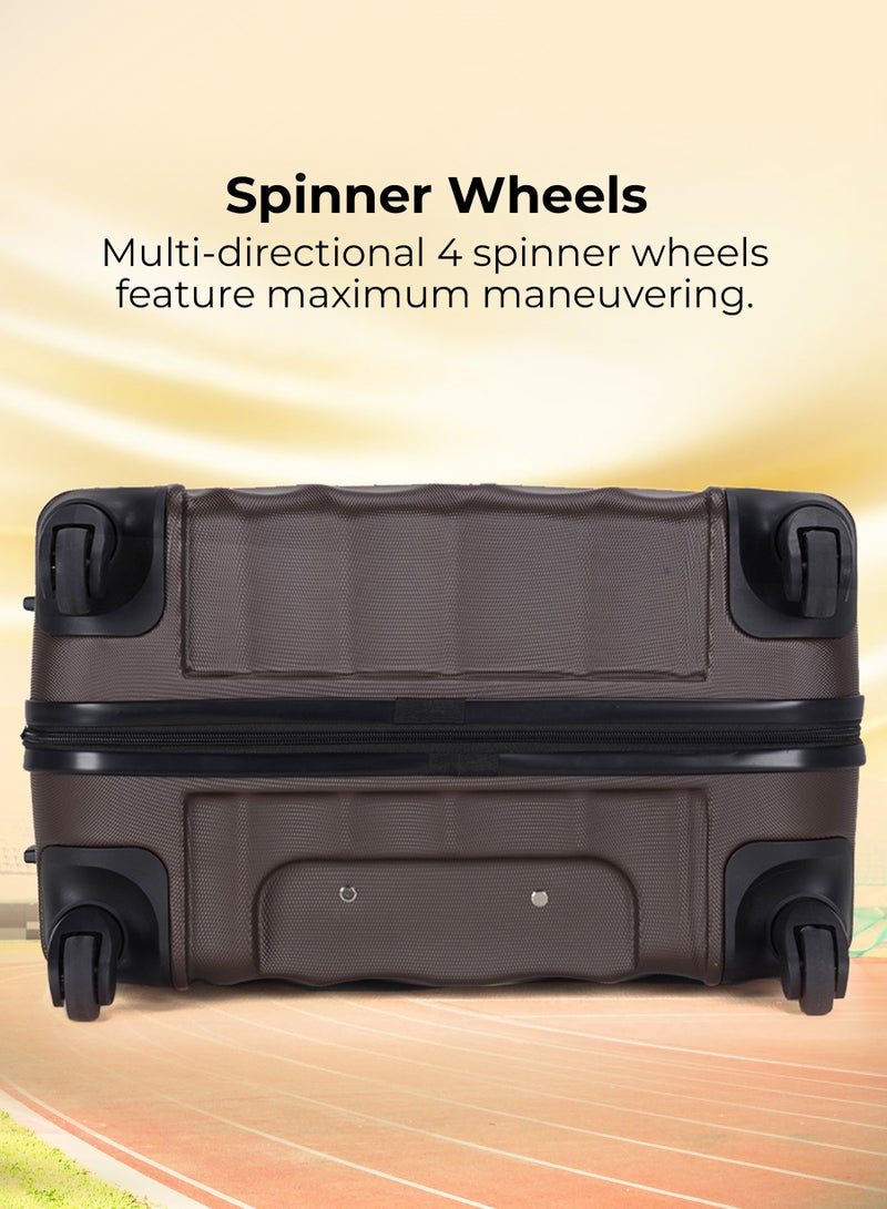 ABS Hardside 3-Piece Trolley Luggage Set  Spinner Wheels with Number Lock 20/24/28 Inches   Brown