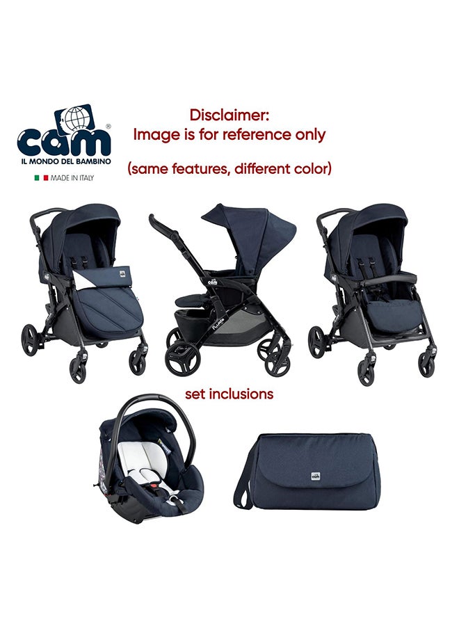 Fluido Easy Baby Travel System - Brown, Adjustable 3-Position Backrest, From 0 To 4 Years Old, 22 Kg, 5-Point-Safety Harness, Freestanding When Folded, Made In Italy