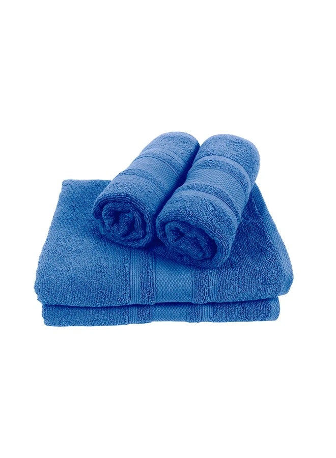 Home Castle (Blue) 2 Hand Towel (50 x 90 Cm) & 2 Bath Towel (70 x 140 Cm) Premium Cotton Highly Absorbent, High Quality Bath linen with Diamond Dobby 550 Gsm Set of 4