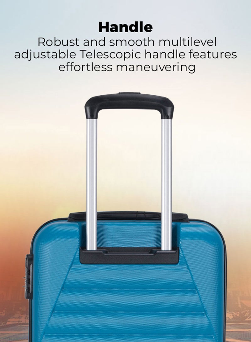 3-Piece ABS Hardside Trolley Luggage Set, Spinner Wheels with Number Lock 20/24/28 Inches - Blue