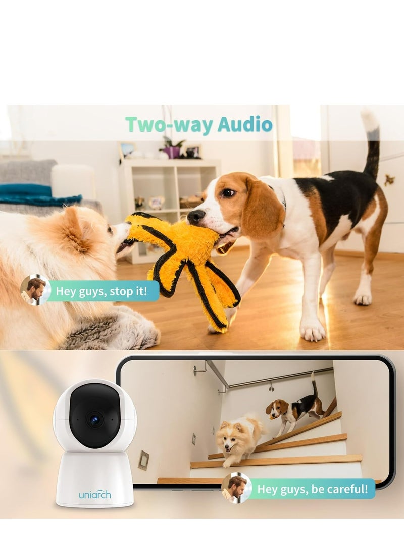 Uniarch 2MP Indoor Pan & Tilt Wi-Fi Camera, Built-in Mic & Speaker, IR night vision, Support 256 G Micro SD card, White