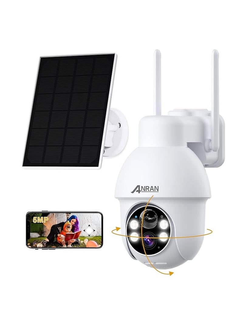 ANRAN 2K Wireless 5MP Solar Outdoor Wi-Fi Camera with PTZ View, Color Night Vision, AI Human Detection, Two way Talk, 9600 mAh Battery