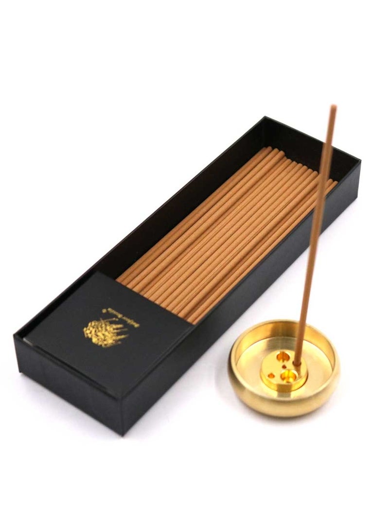 Bakhoor BoSidin – Oud Wood Bakhoor Incense Sticks Cambodi Fragrance 50pcs 3mm with Brass Incense Burner – A79-1