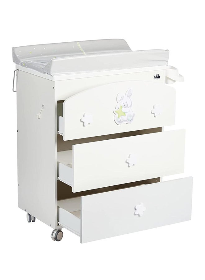 Baby Changing Station With Cabinet - Grey - Baby Bath, Made In Italy, Changing Station With Drawers, 3 Products In One, Diaper Changing Table, With Wheels, Wood Changing Cabinet