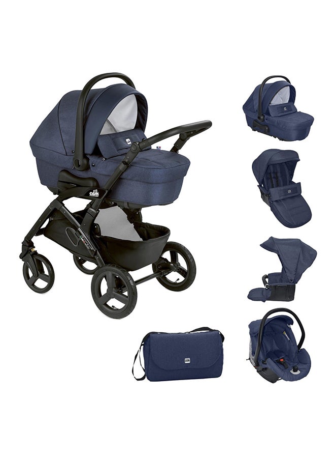 Dinamico Up Frame Plus Modular Smart Travel System - Navy Blue, From 0 To 4 Years Old, 22 Kg, Spacious And Deeper Carrycot, Aluminium Frame, Portable And Compact Folding, Made In Italy