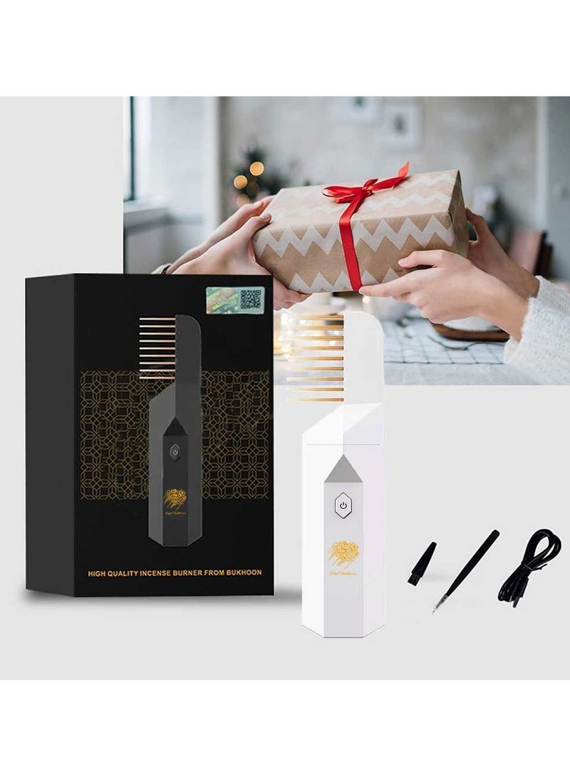 USB Rechargeable Hair Electric Bakhoor Luxury Incense Burner White