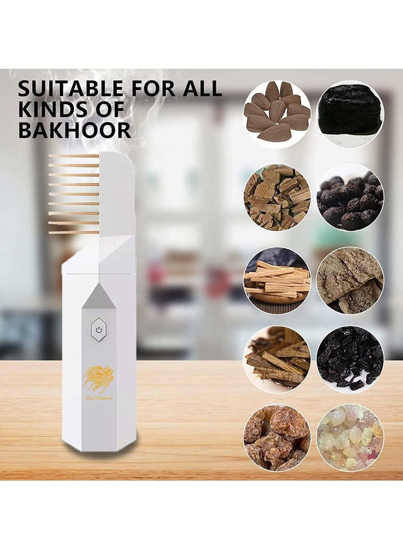USB Rechargeable Hair Electric Bakhoor Luxury Incense Burner White