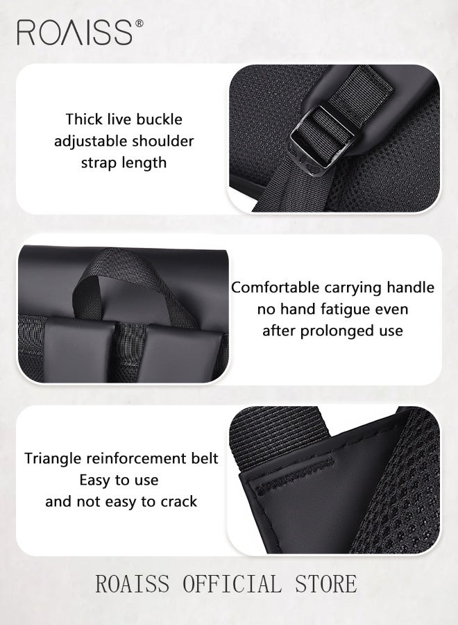 Large Capacity Contrast Trim Flap Backpack for Men Outdoor Travel Rucksack Camping Hiking Bags Student School Bag with Scientific Layering and Side Pockets