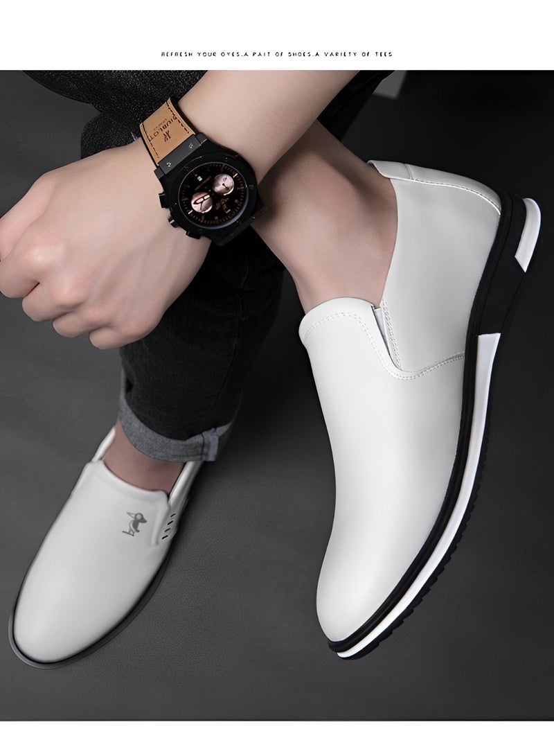 Men's Loafers Formal Business Dress Shoe Comfy Slip-On Casual Walking Flats with Leather Upper & Hand Sewing Technology Walking Sneakers for Men