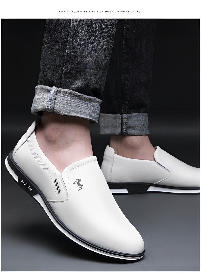 Men's Loafers Formal Business Dress Shoe Comfy Slip-On Casual Walking Flats with Leather Upper & Hand Sewing Technology Walking Sneakers for Men