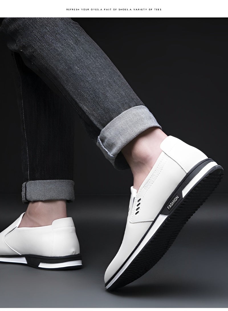 Men's Loafers Formal Business Dress Shoe Comfy Slip-On Casual Walking Flats with Leather Upper & Hand Sewing Technology Walking Sneakers for Men