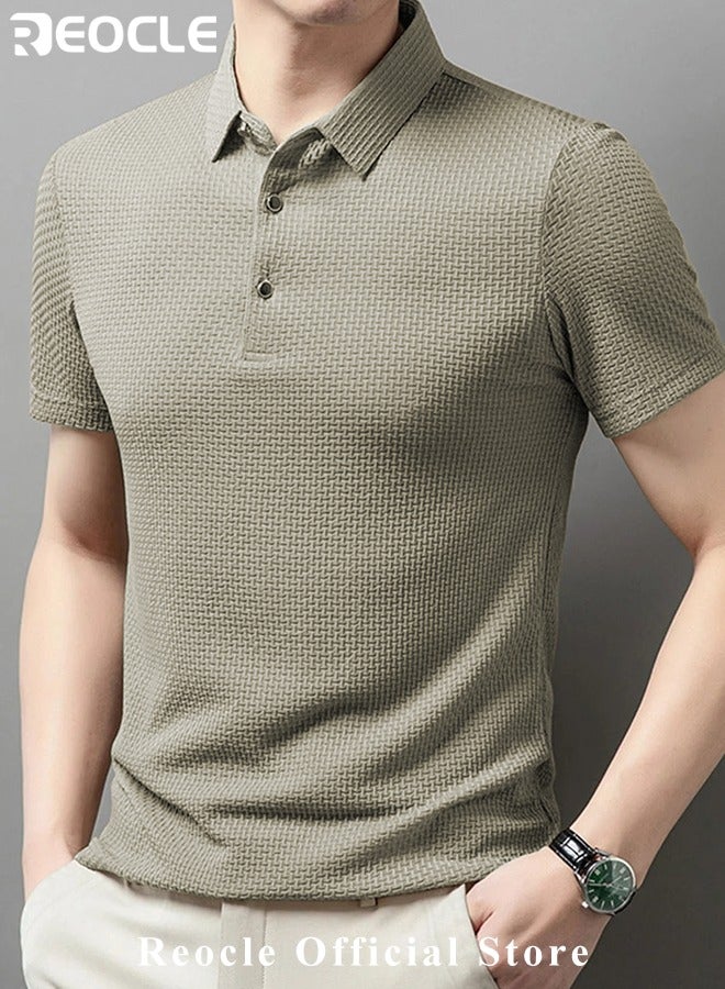 Men's Polo Shirt Mesh Ice Silk Short-sleeved T-shirt Short Sleeve Sports Golf Tennis T-Shirt Casual Collared Summer Shirt Classic Polo Shirt