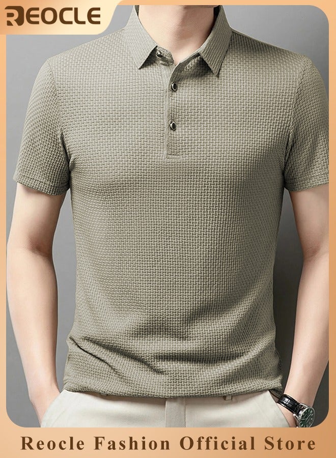 Men's Polo Shirt Mesh Ice Silk Short-sleeved T-shirt Short Sleeve Sports Golf Tennis T-Shirt Casual Collared Summer Shirt Classic Polo Shirt
