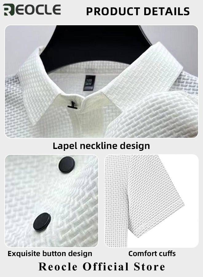 Men's Polo Shirt Mesh Ice Silk Short-sleeved T-shirt Short Sleeve Sports Golf Tennis T-Shirt Casual Collared Summer Shirt Classic Polo Shirt