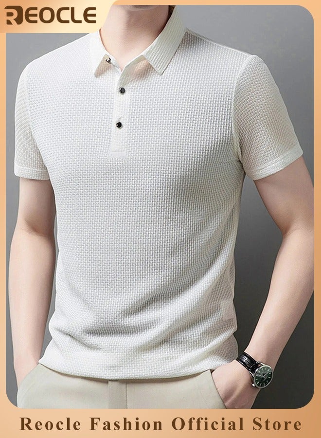 Men's Polo Shirt Mesh Ice Silk Short-sleeved T-shirt Short Sleeve Sports Golf Tennis T-Shirt Casual Collared Summer Shirt Classic Polo Shirt