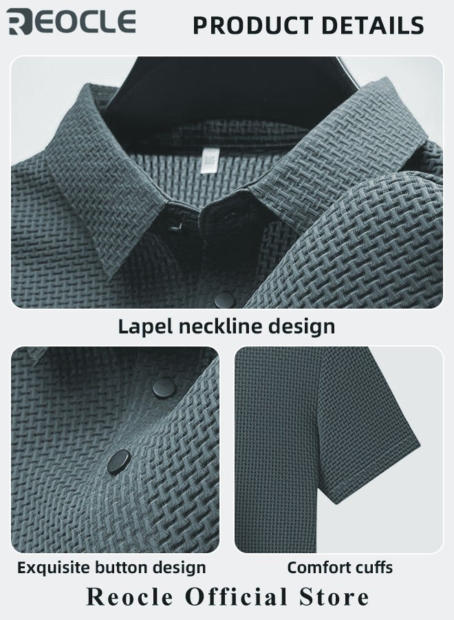Men's Polo Shirt Mesh Ice Silk Short-sleeved T-shirt Short Sleeve Sports Golf Tennis T-Shirt Casual Collared Summer Shirt Classic Polo Shirt