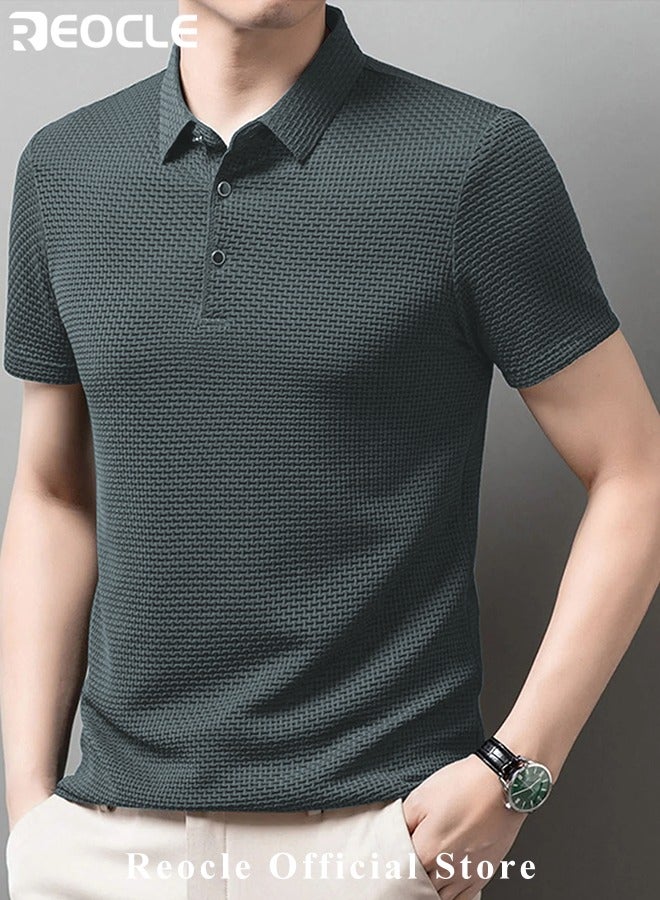 Men's Polo Shirt Mesh Ice Silk Short-sleeved T-shirt Short Sleeve Sports Golf Tennis T-Shirt Casual Collared Summer Shirt Classic Polo Shirt