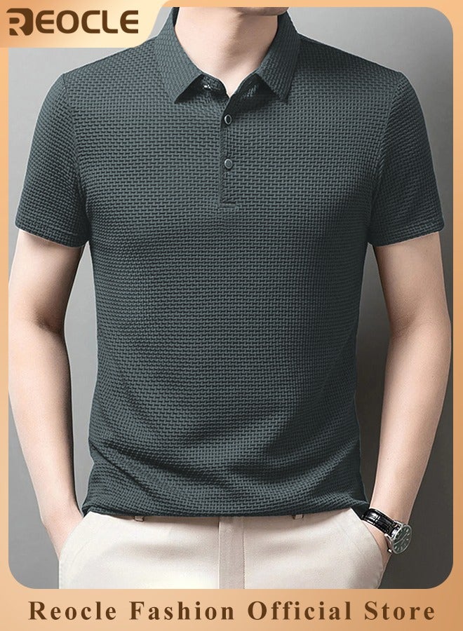 Men's Polo Shirt Mesh Ice Silk Short-sleeved T-shirt Short Sleeve Sports Golf Tennis T-Shirt Casual Collared Summer Shirt Classic Polo Shirt