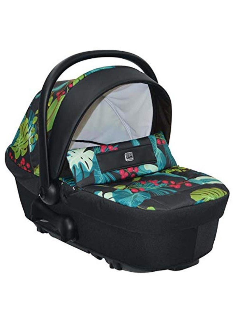 Mod. Smart And Telaio Dinamico Up - Black Leaves - From 0 To 4 Years Old (22 Kg.),  Spacious And Deeper Carrycot, Rocking Function, Aluminium Frame, Portable And Compact Folding, Made In Italy