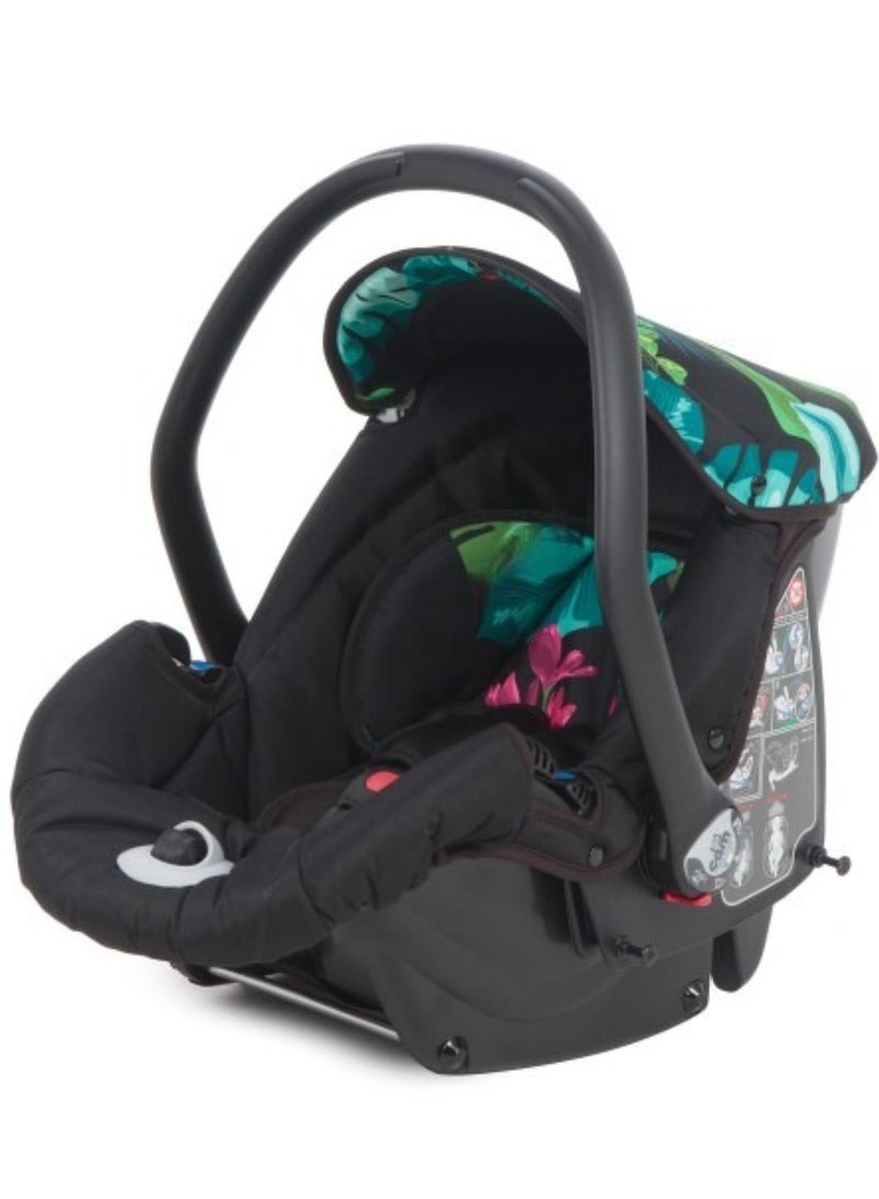 Mod. Smart And Telaio Dinamico Up - Black Leaves - From 0 To 4 Years Old (22 Kg.),  Spacious And Deeper Carrycot, Rocking Function, Aluminium Frame, Portable And Compact Folding, Made In Italy