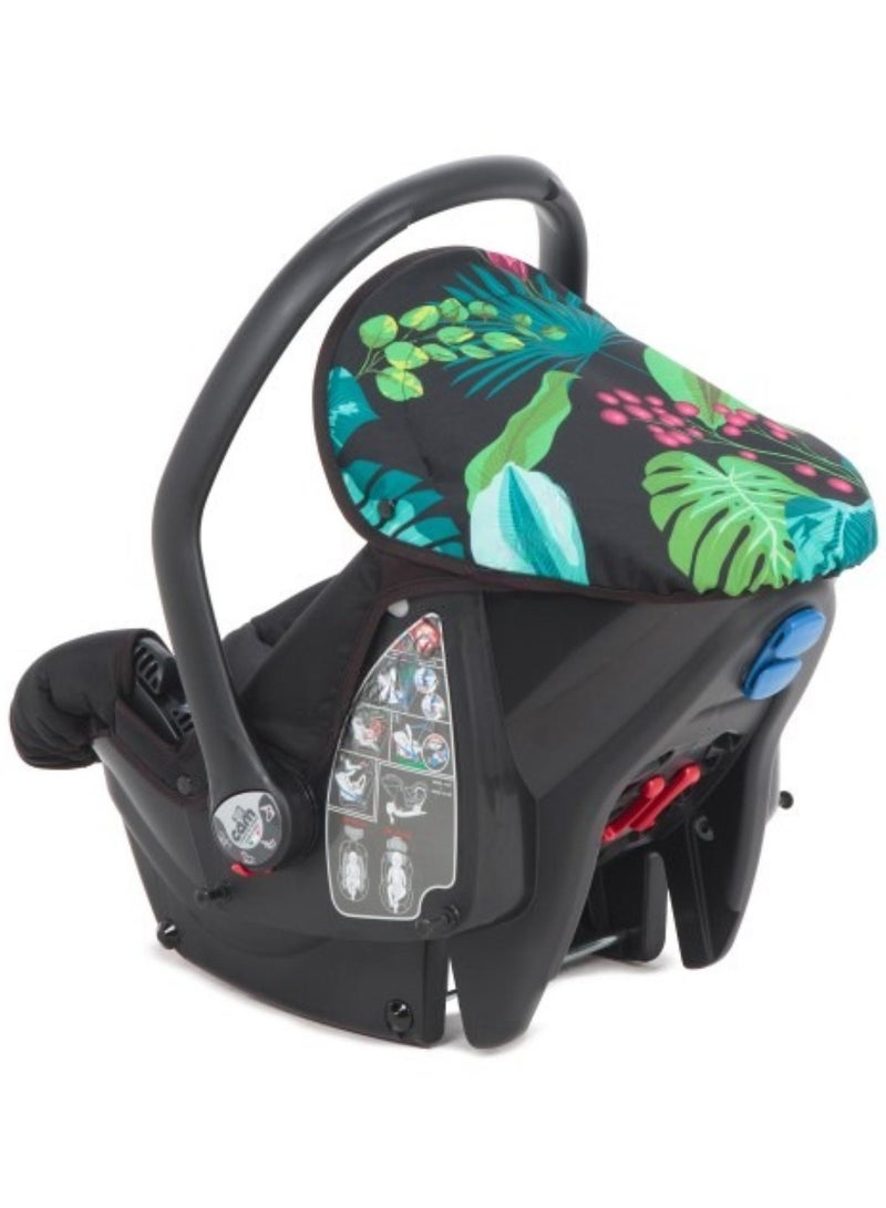 Mod. Smart And Telaio Dinamico Up - Black Leaves - From 0 To 4 Years Old (22 Kg.),  Spacious And Deeper Carrycot, Rocking Function, Aluminium Frame, Portable And Compact Folding, Made In Italy