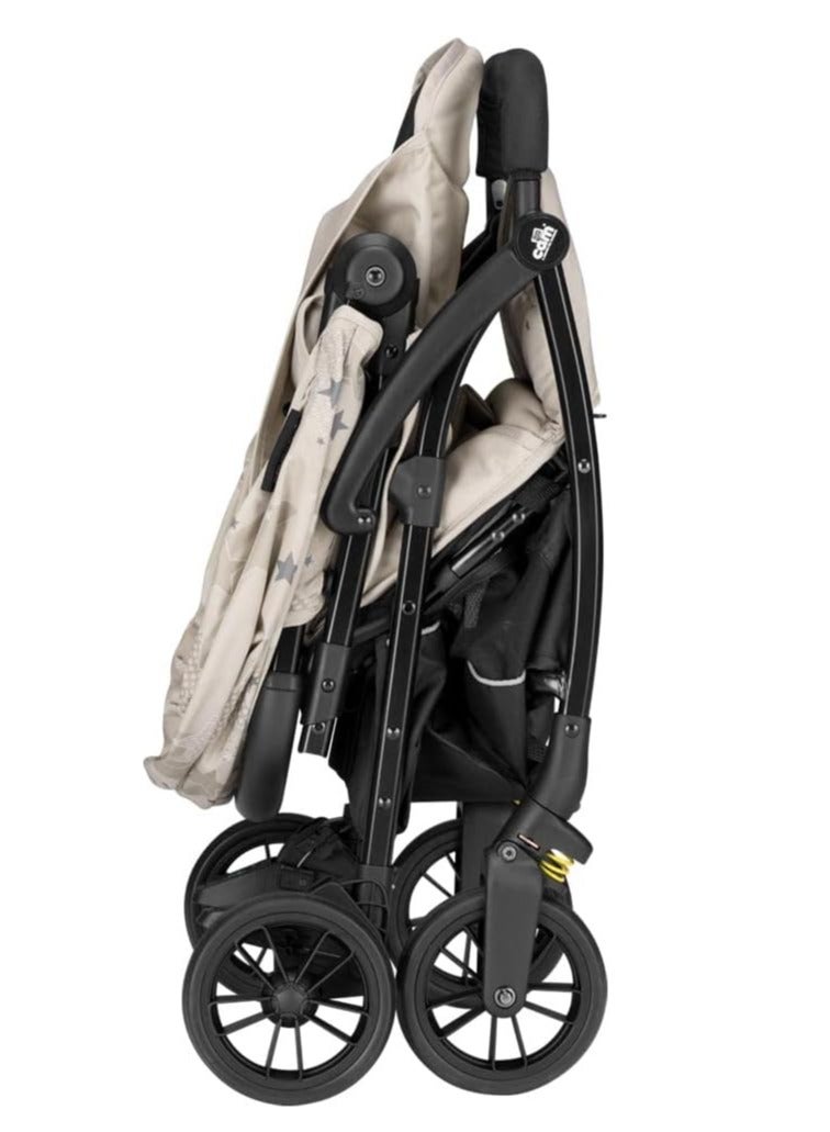 Easy To Carry Super Compact Folding Giramondo Stroller Beige,  Lightweight With Adjustable Seat Four Wheels, Aluminium Frame, 5-Point Safety Harness