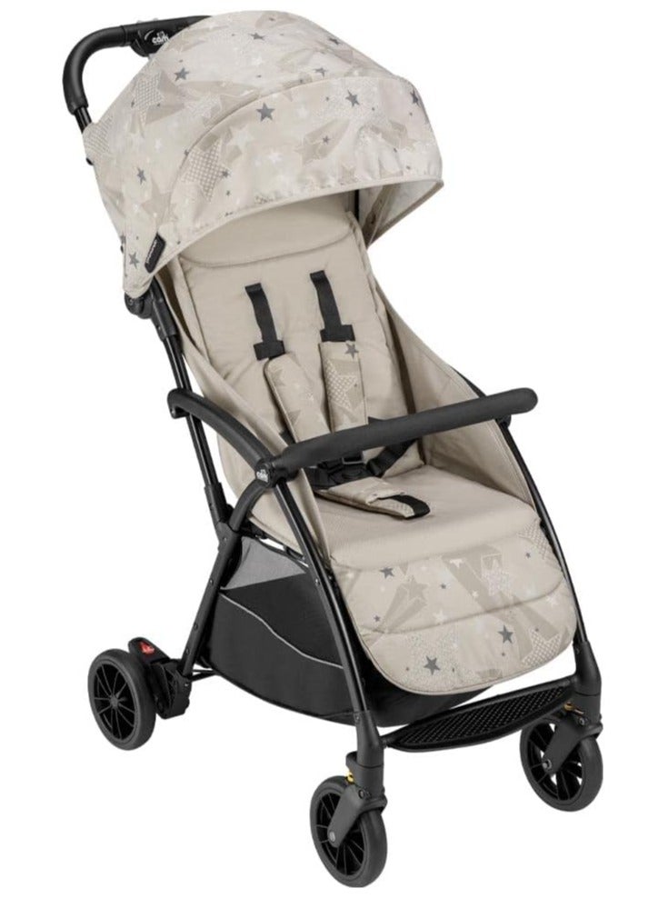 Easy To Carry Super Compact Folding Giramondo Stroller Beige,  Lightweight With Adjustable Seat Four Wheels, Aluminium Frame, 5-Point Safety Harness