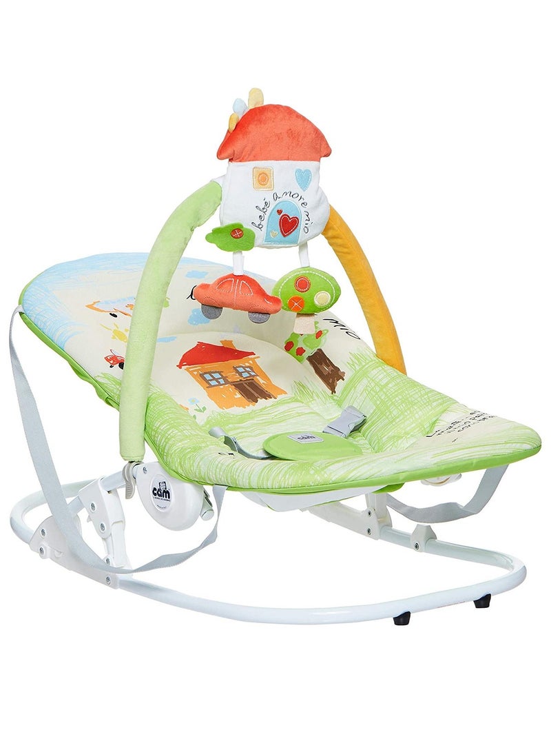 Portable Baby Infant Rocking, Bouncer, Sway Gentle Swaying, Motion Baby, Rocker, With Support Adjustable 3-Position Backrest, Soft Fabric Cover Form 0-9 Kg - Green