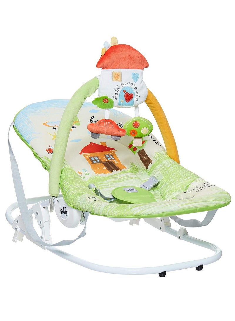 Portable Baby Infant Rocking, Bouncer, Sway Gentle Swaying, Motion Baby, Rocker, With Support Adjustable 3-Position Backrest, Soft Fabric Cover Form 0-9 Kg - Green