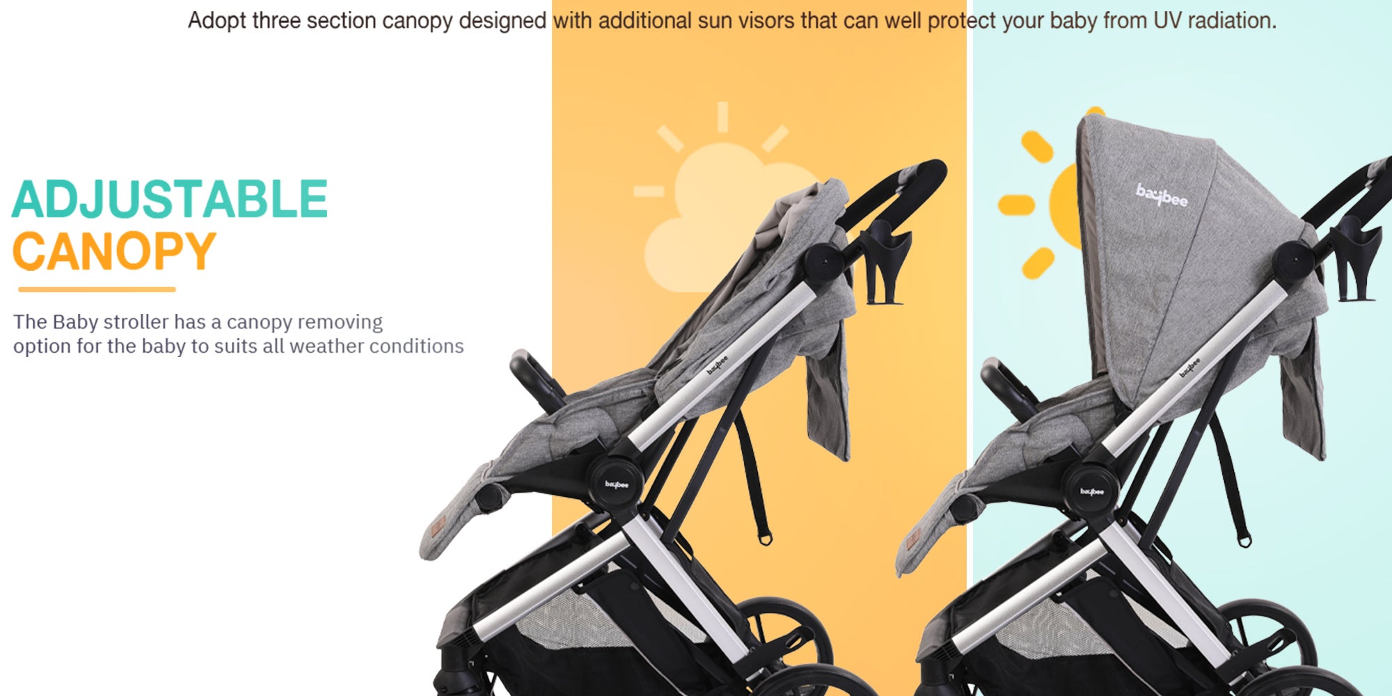 3 In 1 Convertible Baby Pram Stroller With Car Seat Combo Aluminium Frame 3 Position Adjustable Canopy Reversible Seat Travel System Stroller For Baby Toddlers 0-3 Years Boys Girls Rose Gold