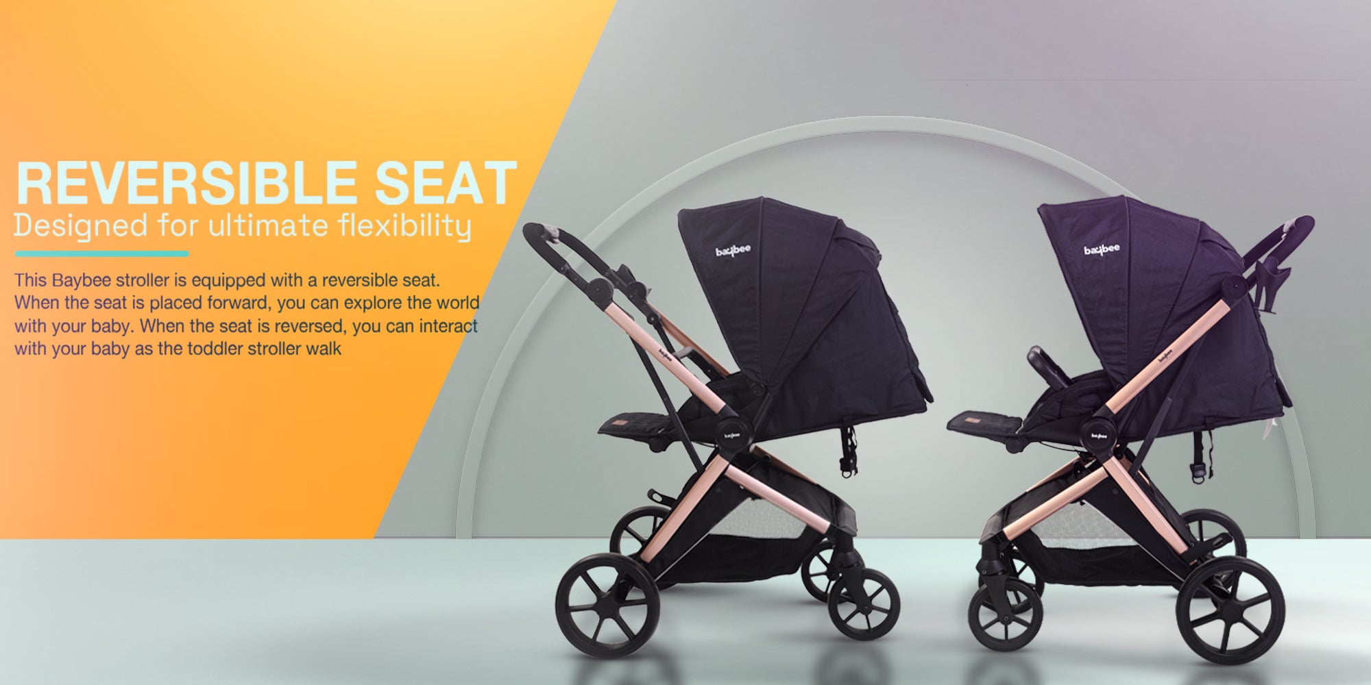 3 In 1 Convertible Baby Pram Stroller With Car Seat Combo Aluminium Frame 3 Position Adjustable Canopy Reversible Seat Travel System Stroller For Baby Toddlers 0-3 Years Boys Girls Rose Gold