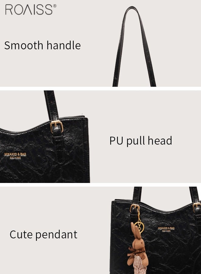 Women's Large Capacity Pu Pitot Bag With Pendant Fashion Versatile Daily Shoulder Bag Zipper Closure Design For Adjustable Underarm Bag