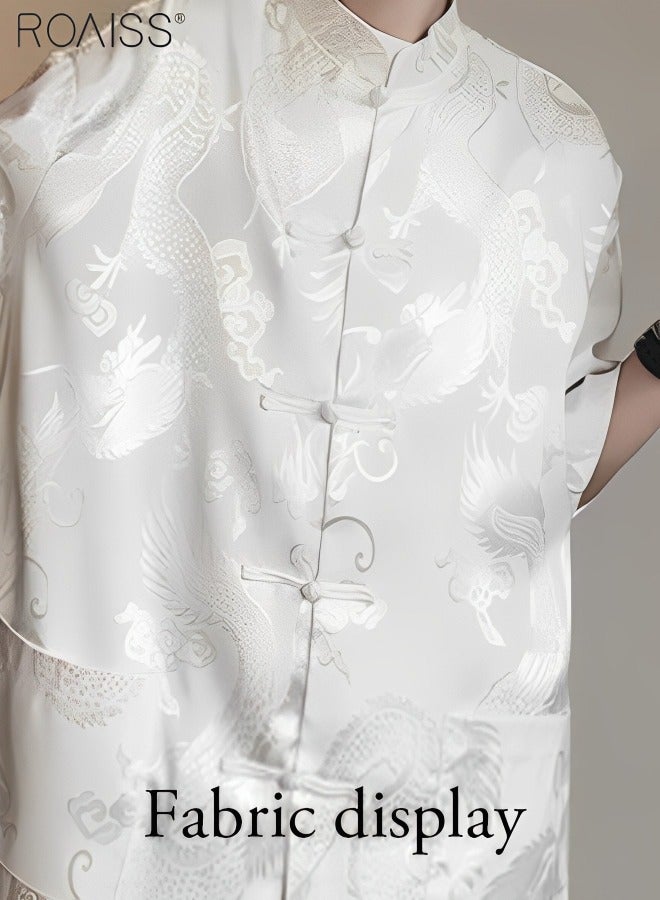 Loose Shirt Summer Retro Short Sleeve Thin Top Men Clothes Half Sleeve Printed Shirt