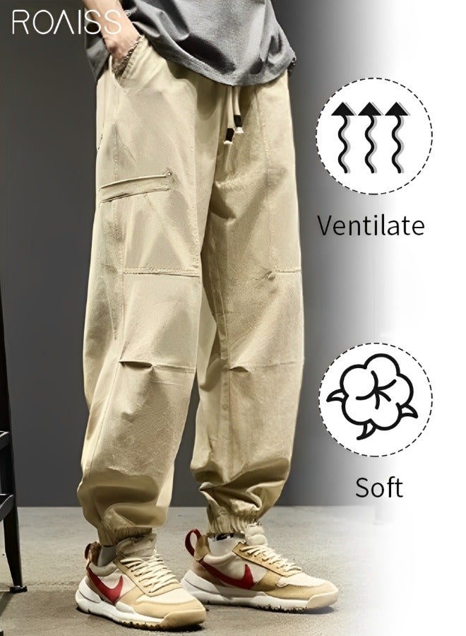 Men's Casual Loose Fitting Overalls Outdoor Sports Ankle Tightening Casual Pants Daily Fashion Versatile Quick Dried Sweatpants